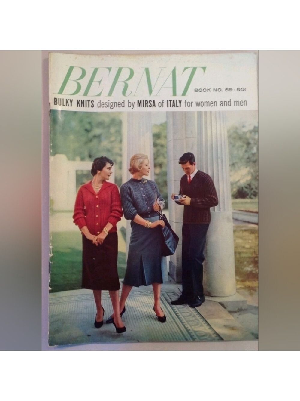 Vintage 1958 Bernat Book No. 65 Bulky Knits Mirsa Italy Men Women Handicrafter
